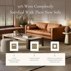 POLY & BARK Napa 72" Leather Sofa – Full-Grain Italian-Tanned Aniline Leather, Feather-Down Comfort, Solid Wood Frame, Walnut Legs, Cognac Tan