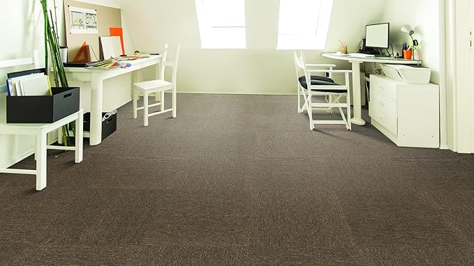 Mohawk Basics 24" x 24" Berber (Loop pile), 0.07" Pile Height, Carpet Tile, PET Fiber, Earth Tone Color, (24 Tiles), (96 sqft/carton)