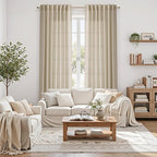 Nanspring Eggshell Beige 63 Inch Curtains for Living Room Linen Blend Luxury Light Filtering Semi Sheer Curtain Back Tab Rustic Decor Neutral Elegant Drapes for Bedroom Office 52x63, 2 Panels