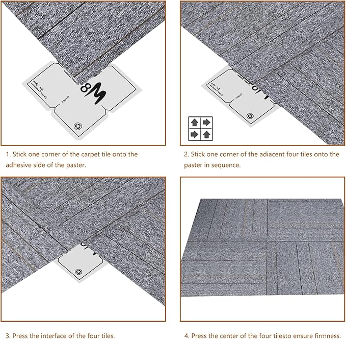 16-Pack 20"x20" Carpet Tiles, Non-Adhesive Soft Padded Floor Squares with Seamless Look for Home, Office, Indoor & Outdoor Use (43 Sq Ft) (K2)