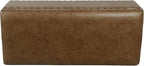 Homepop Home Decor | Upholstered Bench with Nailhead Trim | Large Faux Leather Ottoman with Storage for Living Room & Bedroom | Decorative Home Furniture, Brown Faux Leather