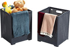 42L Collapsible Plastic Laundry Baskets,Foldable Laundry Hamper,Pack of 2 (Grey)