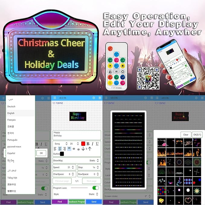 LED Screen Letter Bottle Presenter, VIP Bottle Service Sign, Handheld Acrylic LED Light Box with Programmable RGB Colors & Scrolling Messages for Nightclub, Bar, Party, Birthday & Wedding