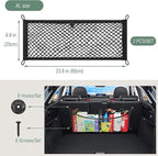 2 Layer Small Cargo Net,Cargo Storage Pocket Net, Mesh Elastic Pouch Organizer with Mounting Screws Hooks for Car,Rv, Trunk,Boats,SUV, Truck (2 Pack, 23.6 x 9.8Inch(60 x25cm)