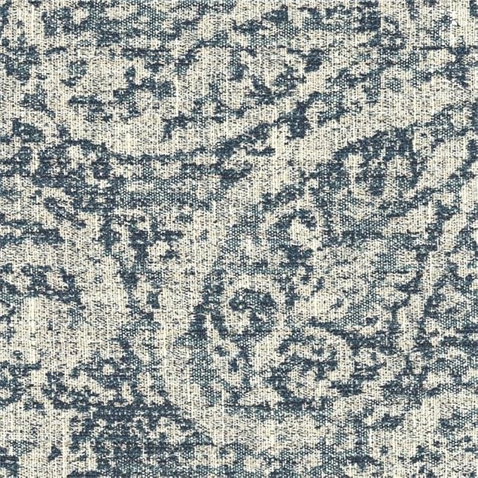 Homepop Home Décor|K7342-F2214|Classic Square Storage Ottoman with Lift Off Lid | Ottoman with Storage for Living Room & Bedroom, Gray Paisley Blue
