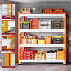 3000LBS Garage Shelving 42" W Garage Shelving Heavy Duty 4-Tier Metal Storage Shelves Adjustable Shelf Unit Storage Rack for Basement Supermarket Warehouse 42" W x 20" D x 78" H Orange-White