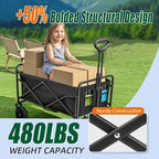 Collapsible Wagon Cart Foldable 37" L 480lbs Capacity, Heavy Duty Beach Wagon, Shopping Carts with Wheels for Grocery, Camping, Shopping, Fishing, Garden Cart