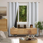 Greyish White Blackout Curtains 84 Inch Length 2 Panels for Living Room, Thermal Insulated 100% Light Blocking Soundproof Grommet Window Curtains for Bedroom with Liner, Each 42 Inch Wide