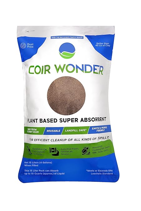 3-in-1 Oil Absorbent, Paint Hardener & Sweeping Compound – 15L (5.3 Lb) – Absorbs 10 Quarts Oil, Solidifies 33 Cups Cooking Oil – Eco-Friendly Spill Cleanup Granules for Shop, Garage, Home