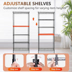 FDW | 5-Tier Wire Storage Shelves | 24"x14"x59" | Black | Adjustable Racks | Heavy-Duty Metal Shelf, Holds Upto 500 lbs | Tool-Free Assembly, Rust-Resistant | for Home & Garage Shelving