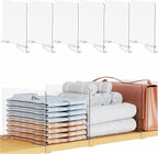 Yieach Adjustable Height Clear Shelf Dividers,6 Pack Acrylic Closet Shelf Dividers for Organization,11.1 Inch Tall Vertical Plastic Shelf Separators for Towel,Sweater,Towel Organizers and Bookshelf