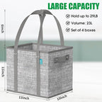Fab totes Reusable Grocery Bags, Large Foldable Shopping Tote Bags with Reinforced Handles & Hard Bottom,4 Pack, Grey