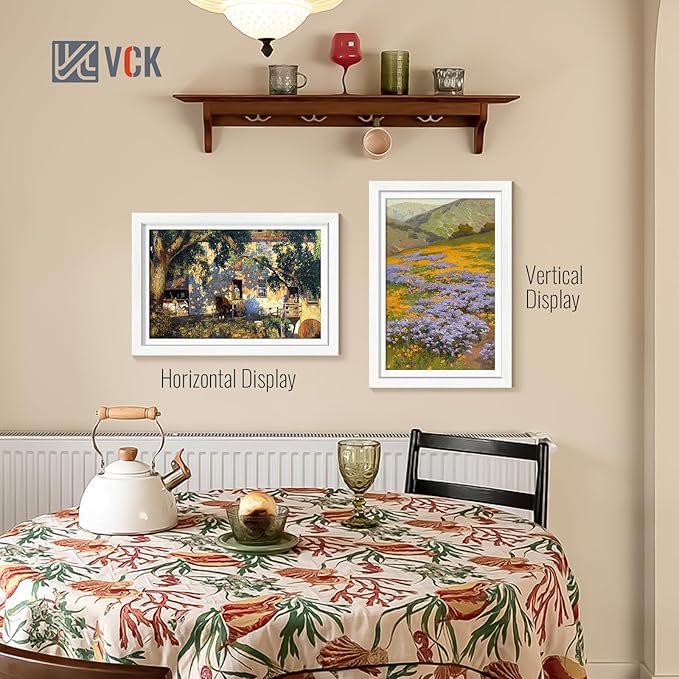 VCK 12x18 Frame, Textured White Wood Poster Frame with HD Glass, Display Picture 11x17 with Mat or 12x18 without Mat, 2 Pack