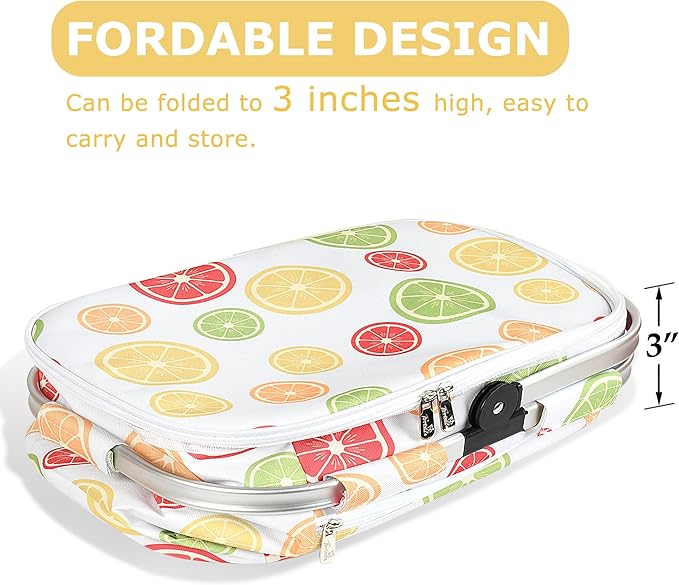 Tirrinia Large Insulated Picnic Basket, 34L Water Resistant & Leakproof Collapsible Portable Cooler Basket Set with Aluminium Handle for Travel, with a Free Foldable Grocery Bag, Yellow Lemon