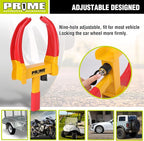 PR1ME Trailer Wheel Lock Clamp, Universal Wheel Clamp Lock, Adjustable Heavy-Duty Security Tires Anti-Theft Lock, for Trailers SUV Boats ATVs Motorcycles Golf Cart with 2 Keys (Yellow-red)