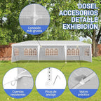 10x30 FT Party Tent, Outdoor Wedding Tents for Parties, Canopy Event Tent with 5 Removable Sidewalls, Waterproof Gazebo Shelter for Birthday Parties, Weddings, BBQs & Events (10X30FT-5Sides White)