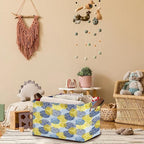 Floral Chrysanthemum Storage Basket Large 17x11.5x10.5 Inche-Collapsible Fabric Organizer Bin with Handles for Seasonal Decor,Living Room,Porch-Decorative Hamper with Elegant Blossom Pattern-1 Pack