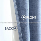 MIULEE Linen Texture Curtains for Bedroom Solid 100% Blackout Thermal Insulated Stone Blue Curtains Grommet Room Darkening Drapes Luxury Decor for Living Room Nursery 52x54 Inch (2 Panels)
