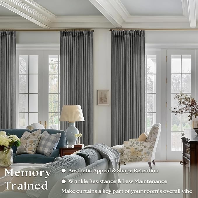 Charcoal Grey 84 Inch Pinch Pleated Linen Curtains 2 Panel Set for Living Room Thick Linen Textured Drapes 84 Inches Long Pinch Pleat Drapes Semi Sheer Curtain for Dining Bedroom Dark Slate Grey