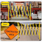 11 Traffic Barricade with Casters, Metal Expandable Barricade, Folding Security Gate, Retractable Fence Outdoor Barricade Fence for Construction Area, Traffic Control