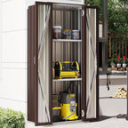 AECOJOY Outdoor Storage Cabinet Waterproof with Shelves, Vertical Tall Garden Outdoor Cabinet, Sheds & Outdoor Storage Clearance Cabinet Weatherproof for Outside in Brown