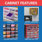 Akro-Mils 24-Drawer Plastic Drawer Storage Cabinet for Garage Organization, Bead Organizer, Building Bricks Storage, Teacher Toolbox, Makeup Organizer, 20" W x 6" D x 16" H, 10724 Black