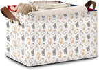 Cute Cat Storage Basket Large 17x11.5x10.5 Inche-Collapsible Fabric Organizer Bin with Handles for Kids Room, Nursery, Toys-Foldable Decorative Hamper with Adorable Cat Print-Single Pack