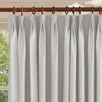 Textured Linen Pencil Pleats 100% Blackout Curtains for Bedroom/Living Room Blackout Curtains 63 Inches Long, Energy Saving Window Treatment Curtains,52Wx63Lx2,White Beige