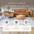 POLY & BARK Napa 104.5" Left-Facing Sectional Sofa – Cognac Tan Full-Grain Pure-Aniline Italian Leather, Feather-Down Cushions, Kiln-Dried Solid Wood Frame, Walnut Legs