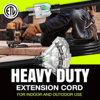 25ft Outdoor/Indoor Extension Cord 3-Outlet 12/3 Gauge Extra Heavy Duty ETL Listed, 3 Prong SJTW, Waterproof, Flexible Cold-Resistant Long Power Cord,15A 125V 1875W, Black by LifeSupplyUSA