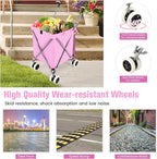 GOFLAME Folding Shopping Cart on Wheels, Waterproof Grocery Cart with Removable Cover and 360° Swiveling Wheels, Collapsible Utility Cart for Groceries and Laundry, 120LBS Load Capacity, Pink
