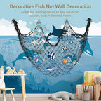 2 Pack Fish Net Decorations, 80x40 Inch Black Fishing Net Decor for Pirate Under The Sea Beach Theme Party, 3mm Thick Natural Cotton Versatile Nautical Netting for Wall Table Ceiling Halloween Decor