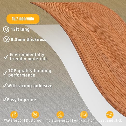 GSCIT Club Wood Grain Repair Tape, 15.7 inch X 15ft Self Adhesive Red Oak Grain Repair Patch for Tables, Chairs, Baseboards, Doors, Windows, Floors, Handicraft DIY.