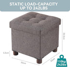 BRIAN & DANY Small Ottoman with Storage, Small Storage Ottoman, Folding Foot Stool with Wood Legs for Living Room and Bedroom Linen Rest Seat, 12.6"x12.6"x12.8" - Brown