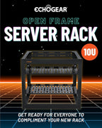 ECHOGEAR 10U Network Rack - Wall Mountable Heavy Duty 4 Post Design Holds All Your Networking & AV Gear - Open Frame Design Includes 2 1U Vented Shelves & Mounting Hardware