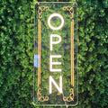 Vertical LED Open Sign - UV printing Pattern, LED Open Signs for business – USB Powered Neon Wall Light, Neon Sign for Shop, Window, or Business Use (7x16.5'', Warm White)
