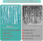 4 Pack 3.3 ft x 6.6 ft Wavy Sparkle Aqua Teal Blue Foil Curtain - Water Blue Foil Streamers for Holiday Bachelorette Ocean Themed Decor Winter Party Decorations Supplies
