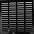 Repa Market Air Vent Cover 16x16 Inch (Outer Dimensions) Black Galvanized Steel Louvered Grill Cover with Mesh Screen/Wall or Ceiling Vent/HVAC Register for Indoor and Outdoor Ventilation