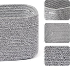 Small Storage Baskets for Organizing | Closet Organizer Bins | Shelf Toy Basket | Woven Rope Baskets | Cube Decorative Box | Shallow Basket | 13x8.5x5.1” | 4 Packs Mixed Grey