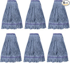 Commercial Mop Head Replacement,Industrial Wet Mop Refills with Cotton Looped End String for Floor Cleaning Heavy Duty,Pack of 6,Blue