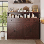 Dark Brown Storage Cabinet with Doors and Shelves - Farmhouse Kitchen Pantry Cabinet with Storage, Coffee Bar Station, Hutch Cupboard for Kitchen, Living Room, Home Office, Dining Room