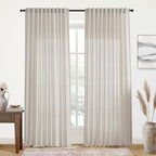XTMYI Oatmeal Country Curtains for Living Room,Sheer Linen Shabby Chic Curtains for Bedroom 70 Inches Wide 9 Inches Long