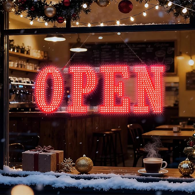 40" x 14" Large LED Open Signs with Remote Control 14 Modes Dimmable Open Sign for Business Window Stores Retail and Restaurant Red