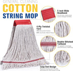 Matthew Cleaning Commercial Mop Head Replacement, 5 Inch Wide Headband, Looped End Cotton Blend String Wet Mops for Floor Cleaning, 18 oz Medium, 1-Pack White