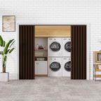73-96 x 80in (Double 37-48) Enhanced Accordion Doors Interior Folding Door, White PVC Accordion Door with Upgraded Roller & Handle & Complete Hardware, for Closet Bathroom Doorways