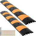 VEVOR Rubber Speed Bump (2 Pack) - 6 FT Heavy Duty 22,000 lbs Capacity for Road & Driveway, 72.8" x 12.2" x 2.2" Modular Traffic Hump, 2 Channel Floor Cord Cover for Asphalt, Concrete, Gravel