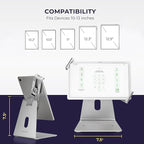 Volcora Anti-Theft Tablet Stand iPad Kiosk Stand with Lock, Silver 10-13'' iPad Stand for Desk, Swivel, Adjustable iPad Holder For Desk, iPad Mount For Desk For POS Register, Retail Business, Cashier