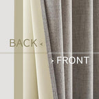 MIULEE 100% Blackout Linen Textured Curtains for Bedroom Solid Thermal Insulated Warm Taupe Grommet Room Darkening Curtains & Drapes Luxury Decor for Living Room Nursery 52 x 120 Inch (2 Panels)