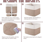 OIAHOMY 9”x9”x7” Storage Cubes, Cotton Rope Woven Baskets for Organizing, Cube Storage Bin, Small Gift Basket for Shelf, 3-Pack, Brown&White