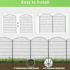 Decorative Garden Fence 40in (H) x24ft (L), 10 Pack No Dig Fence Animal Barrier for Dog, Arched Flower Bed Edging, Wire Border Panel Fencing for Yard Patio Outdoor Decor